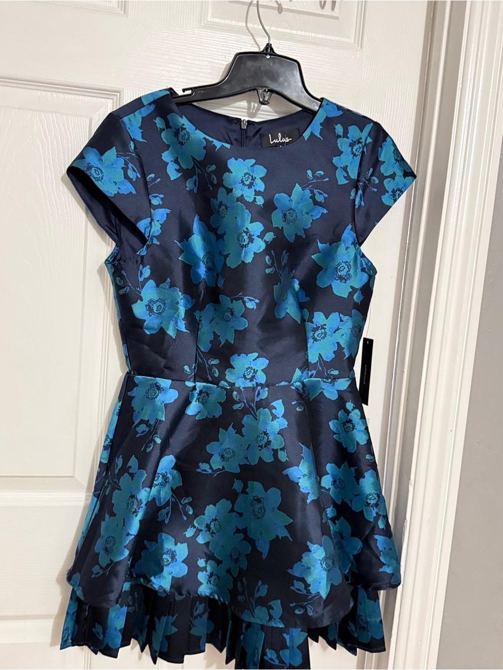 Lulu's Navy Blue Floral Fit-and-Flare Party Dress
